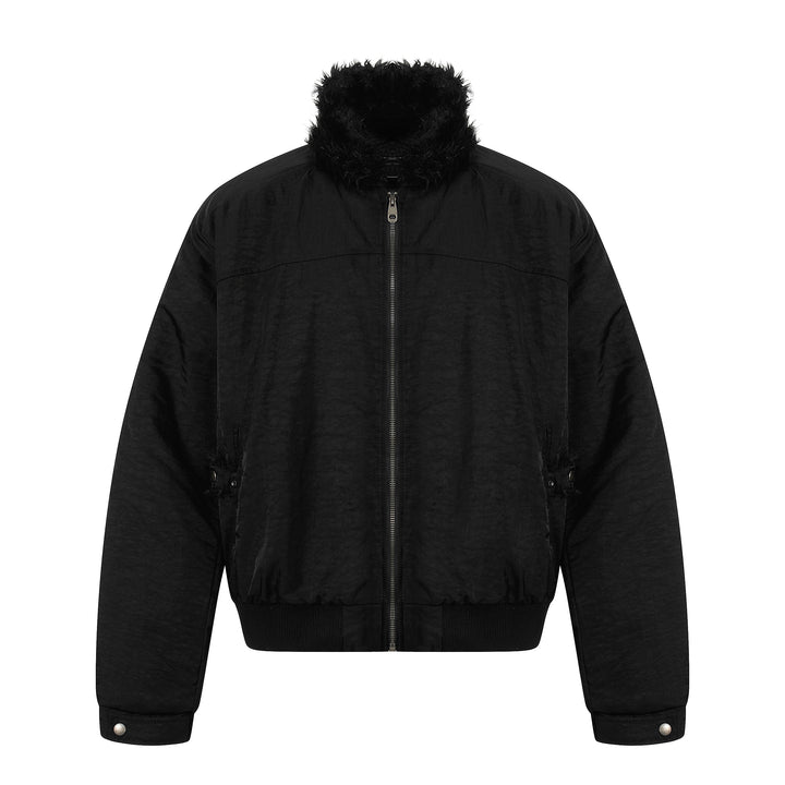3-6-5.shop Faux Fur Collar Bomber Jacket