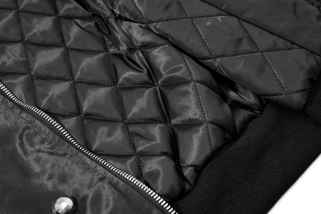 3-6-5.shop Faux Fur Collar Glossy Bomber Jacket