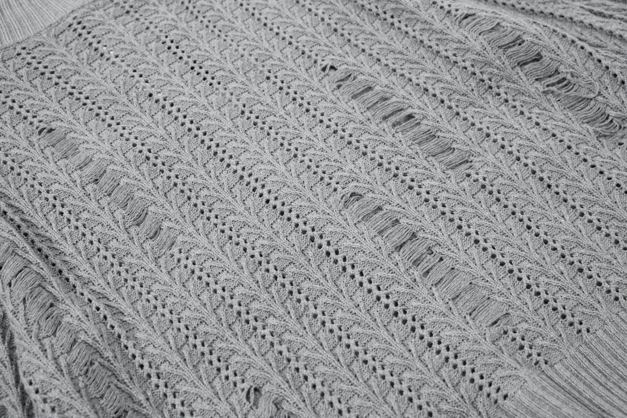 3-6-5.shop Distressed Knit Zip Cardigan