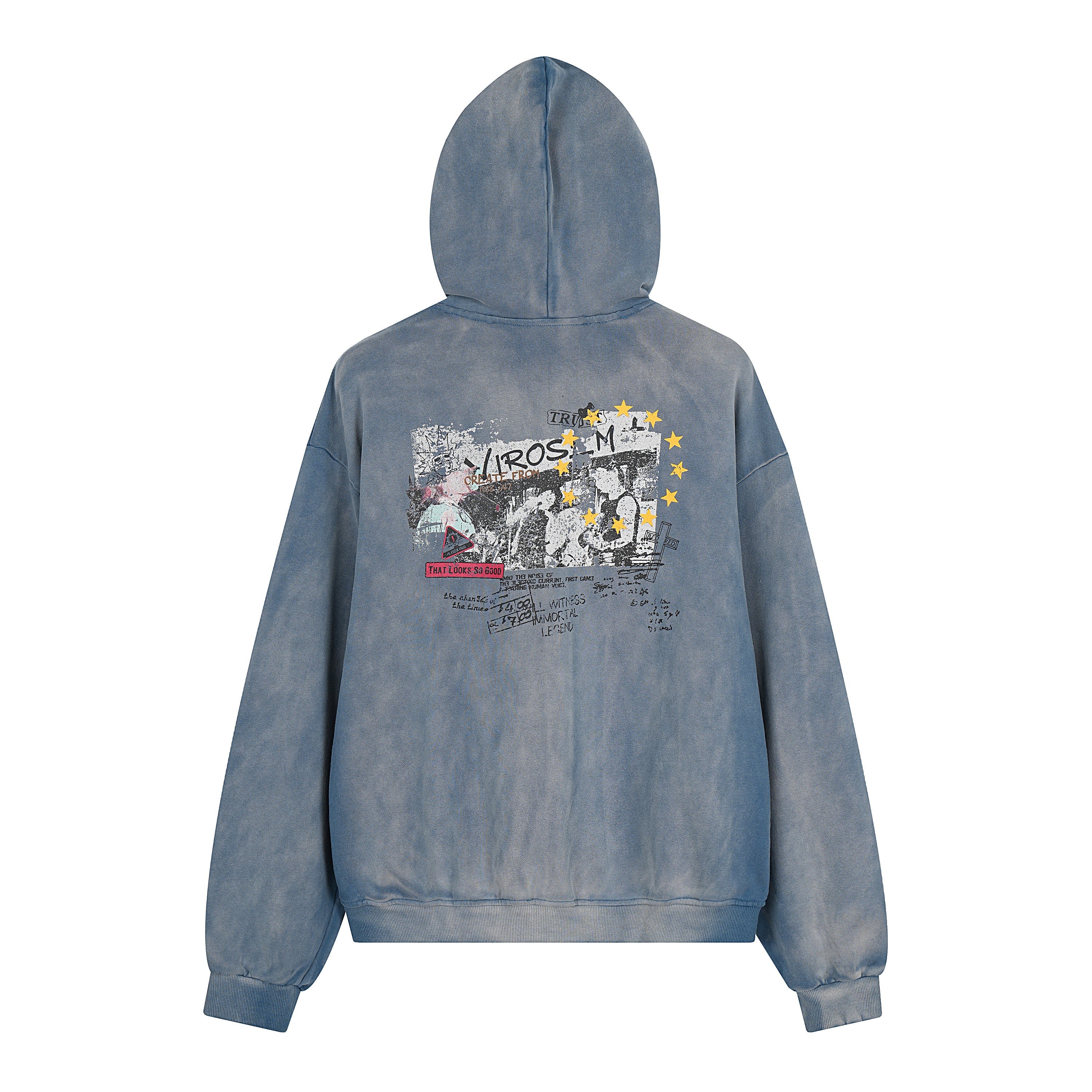 3-6-5.shop Vintage Graphic Zip-Up Hoodie