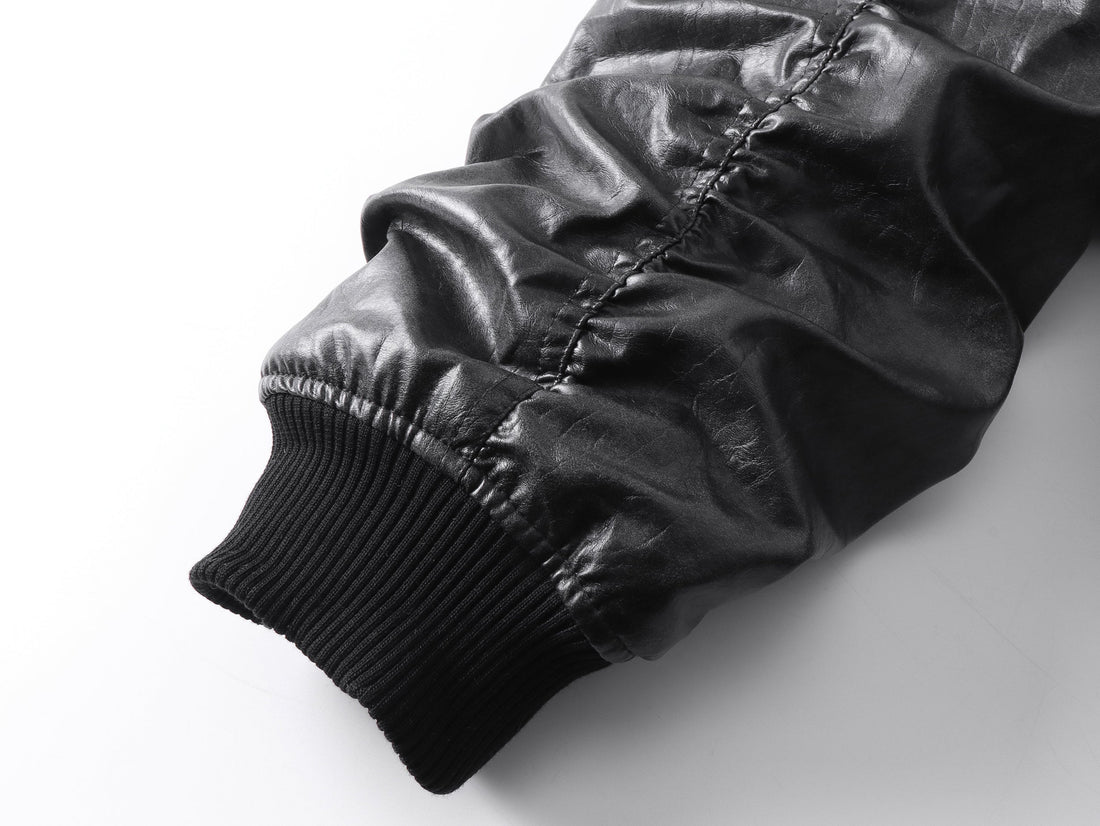 3-6-5.shop Vintage PU Bomber Jacket