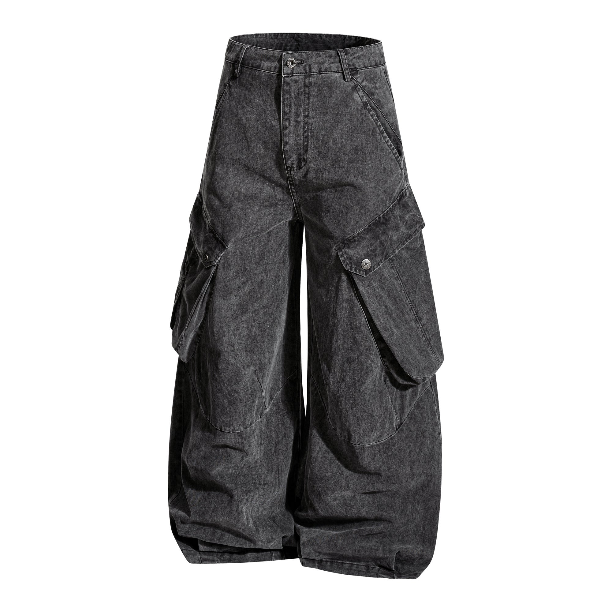 3-6-5.shop Washed Wide-Leg Cargo Pants