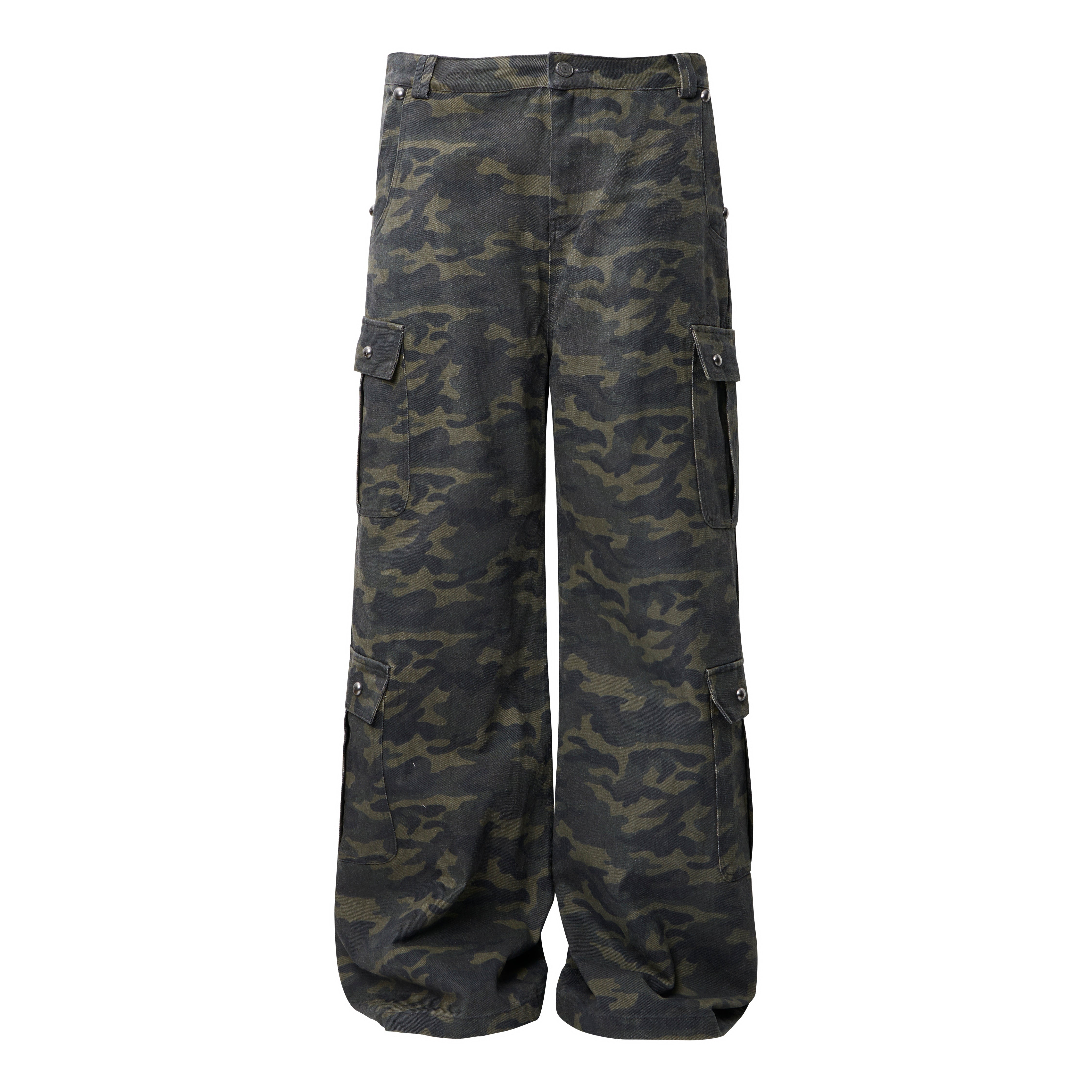 3-6-5.shop Camo Wide-Leg Cargo Pants