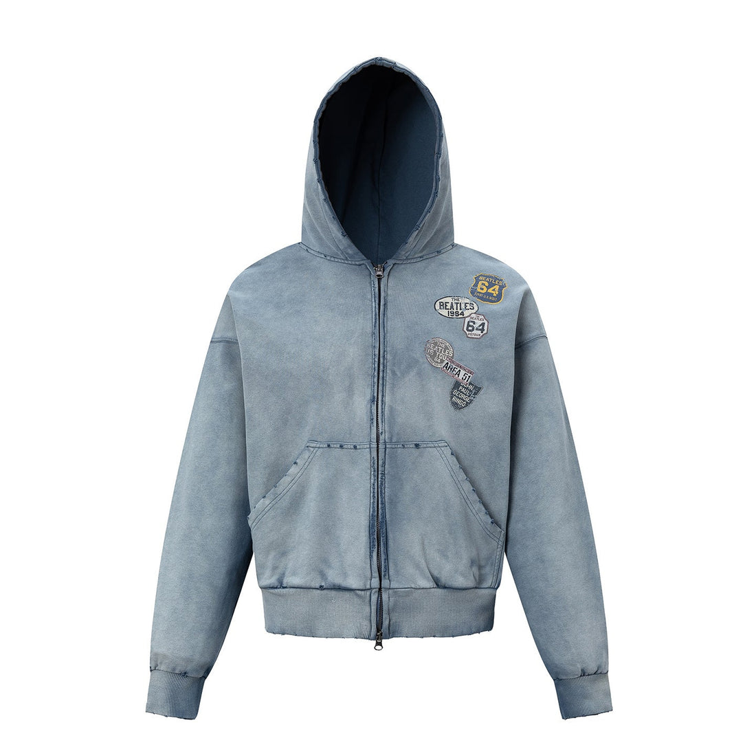 3-6-5.shop Vintage Patch Zip-Up Hoodie