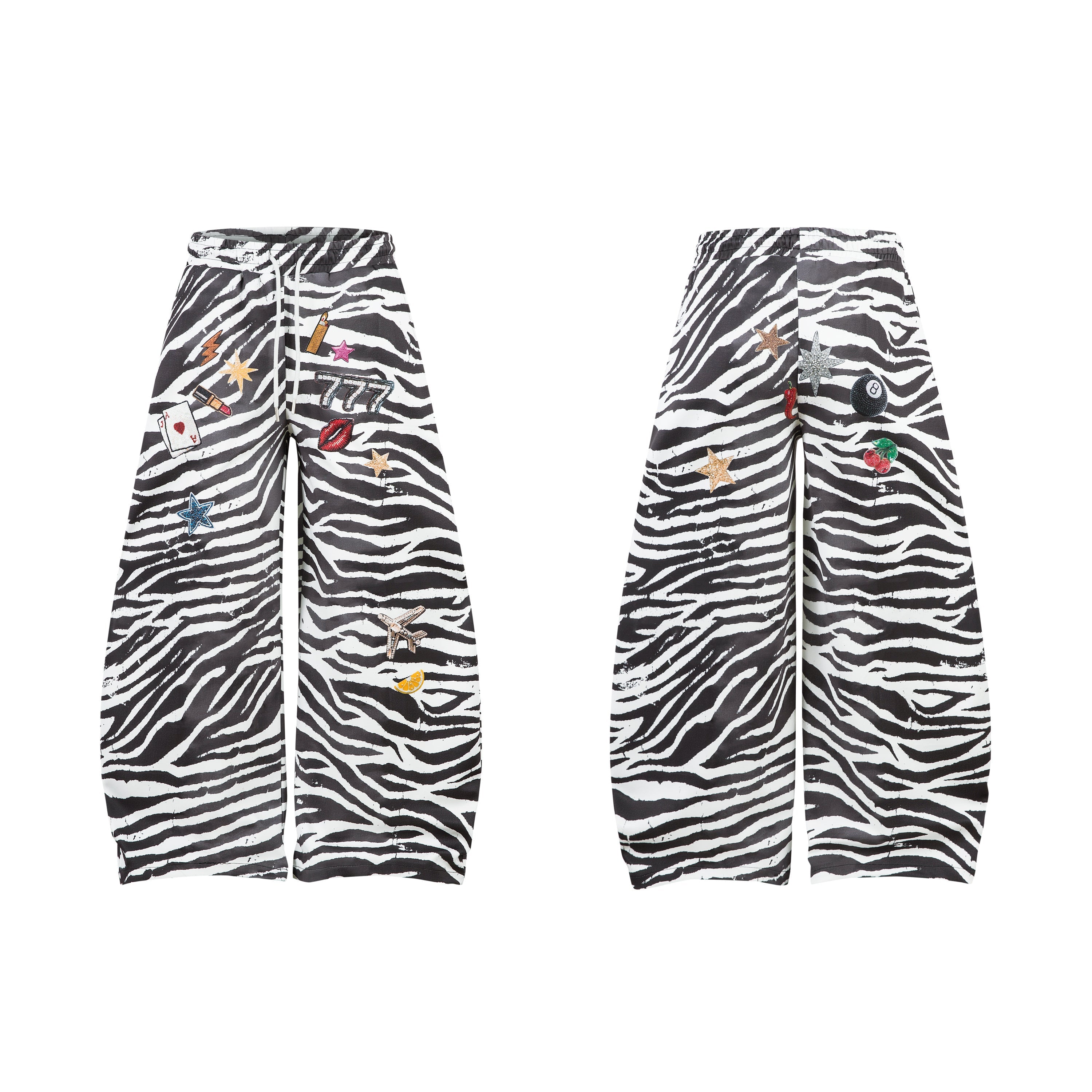 3-6-5.shop Zebra Patch Barrel Pants