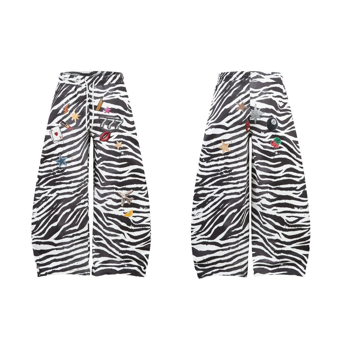 3-6-5.shop Zebra Patch Barrel Pants