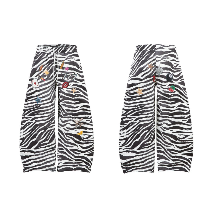 3-6-5.shop Zebra Patch Barrel Pants
