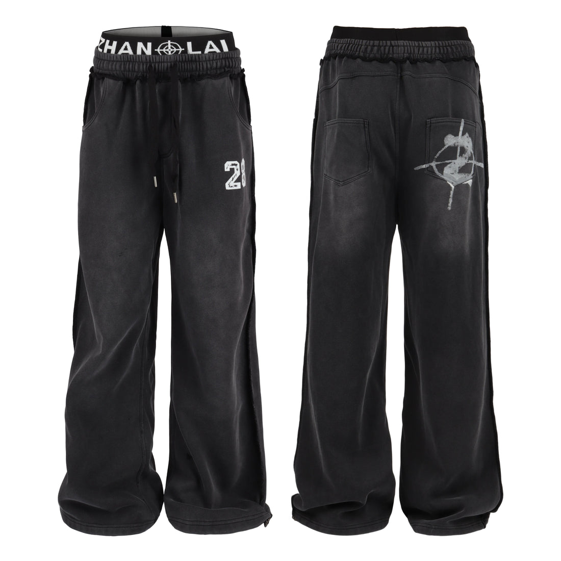 3-6-5.shop Graffiti Washed Wide-Leg Sweatpants