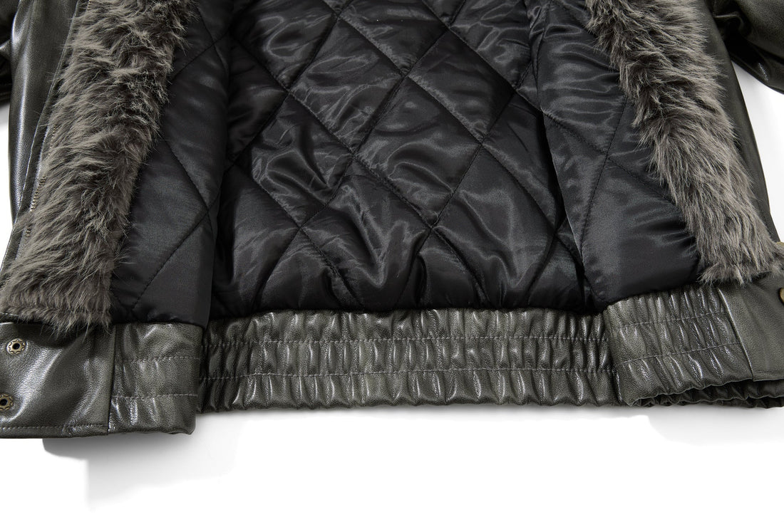 3-6-5.shop Faux Leather Bomber Jacket