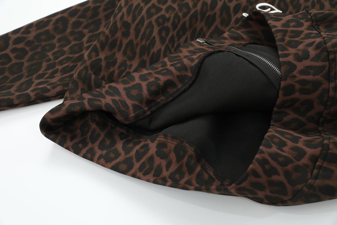 3-6-5.shop Leopard Crest Zip Hoodie