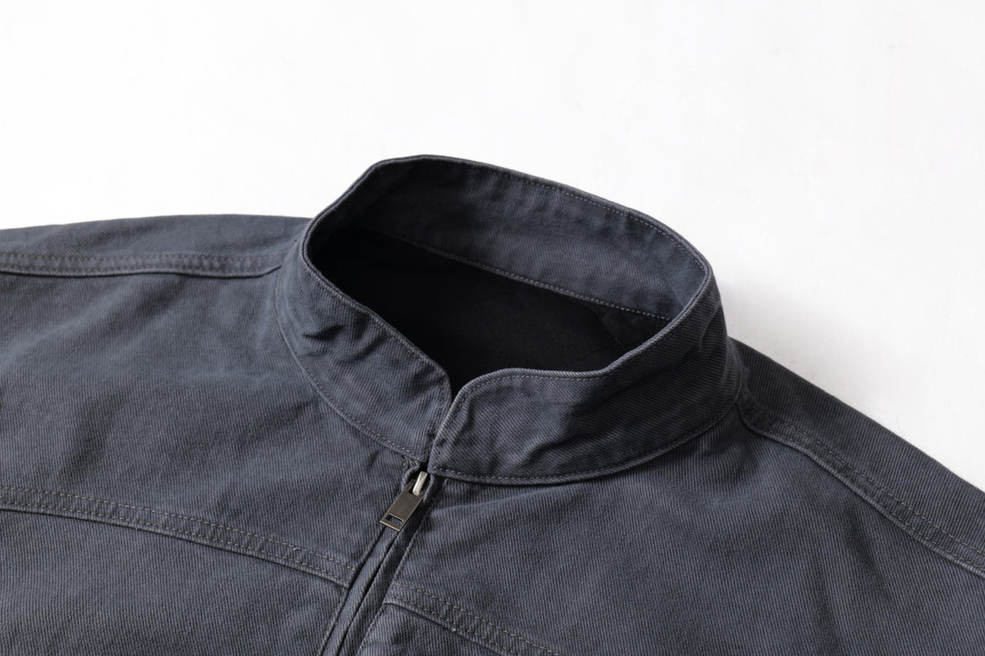 3-6-5.shop Washed Curved-Panel Bomber Jacket