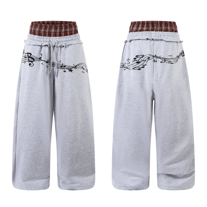 3-6-5.shop Music Graphic Wide-Leg Sweatpants