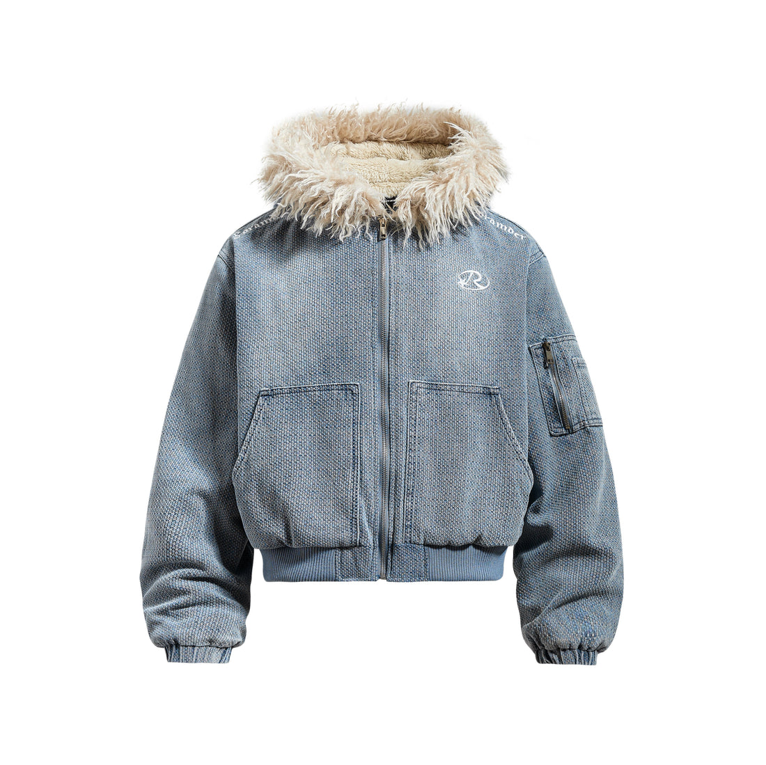 3-6-5.shop Fur-Trim Washed Hooded Jacket