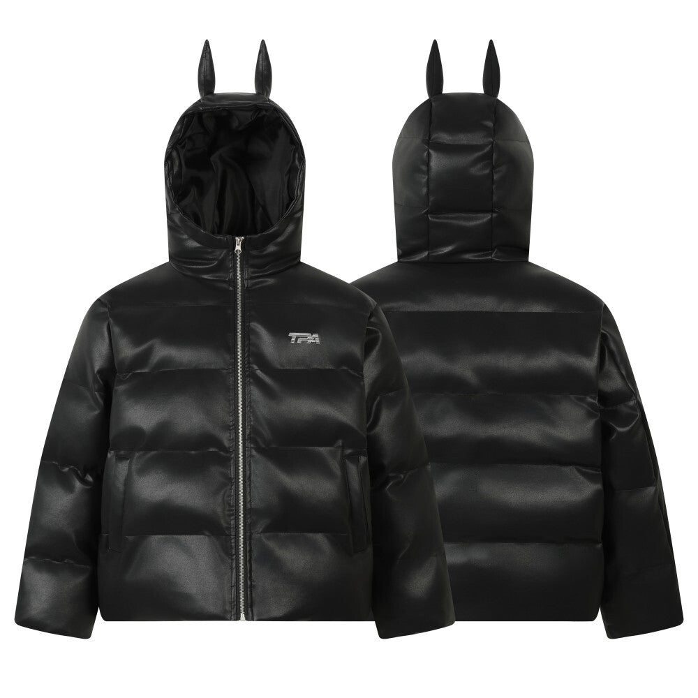Omirad PU Gloss Bat-Ear Puffer Jacket
