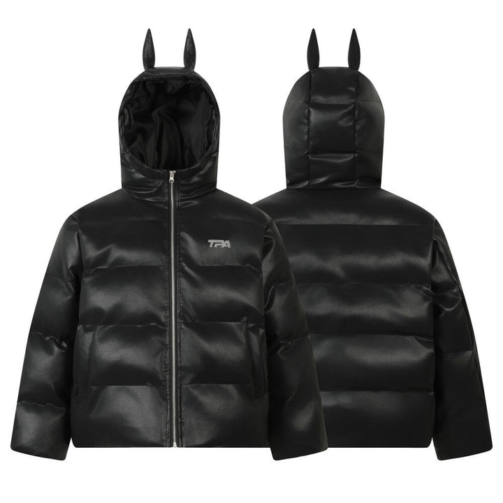 Omirad PU Gloss Bat-Ear Puffer Jacket