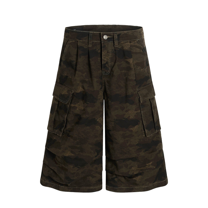 3-6-5.shop Wide-Leg Camo Cargo Shorts