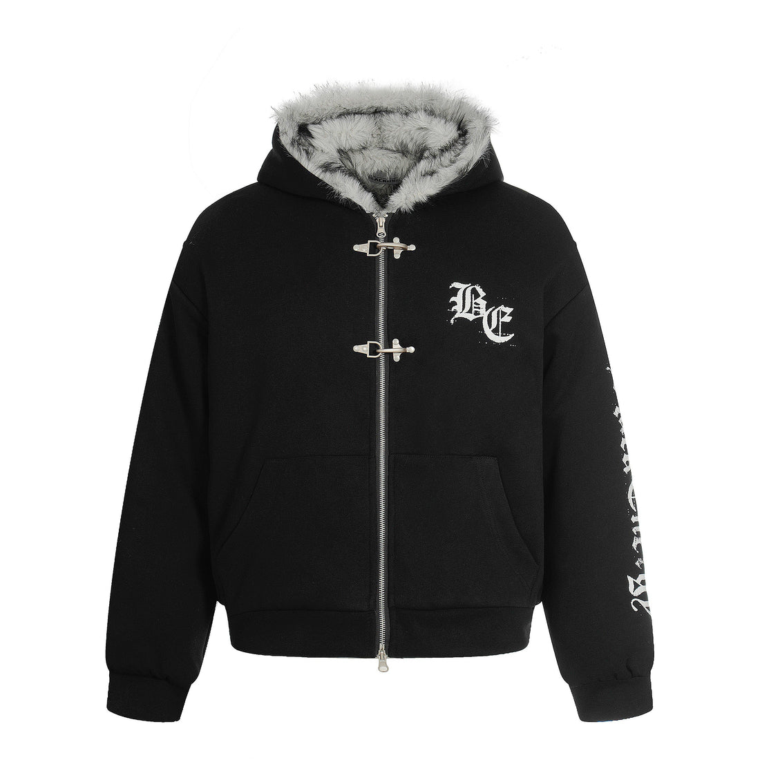 3-6-5.shop Faux Fur Lined Metal Clasp Hoodie Jacket