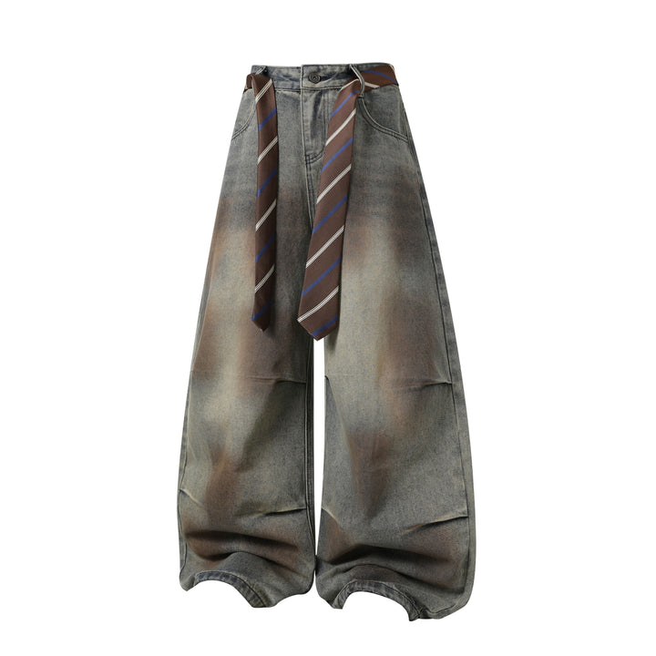 3-6-5.shop Tie-Waist Wide-Leg Denim Pants