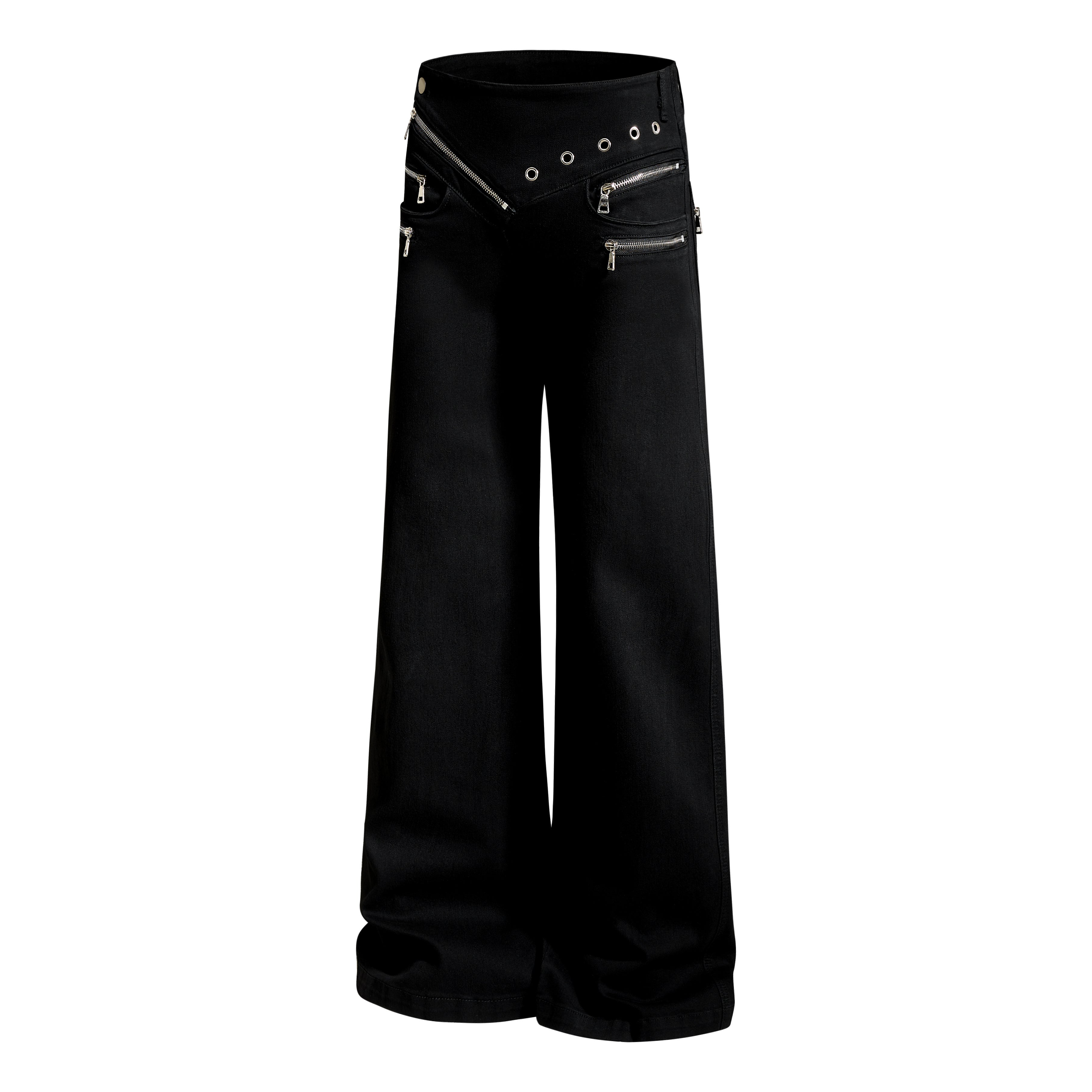 3-6-5.shop Zipper Detail Flared Pants
