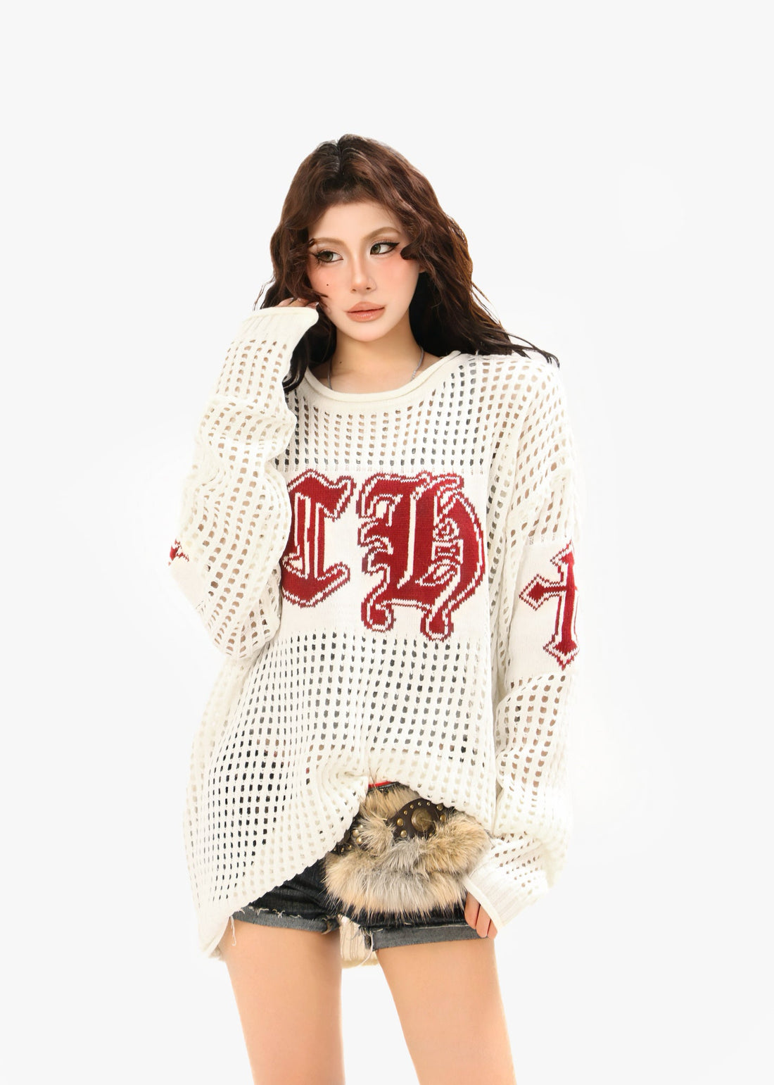 3-6-5.shop Hollow Knit Crewneck Sweater