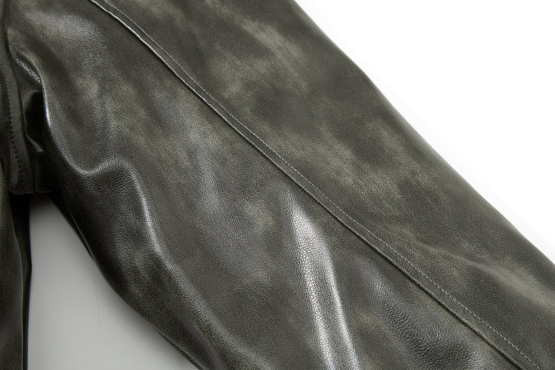 3-6-5.shop Faux Leather Bomber Jacket