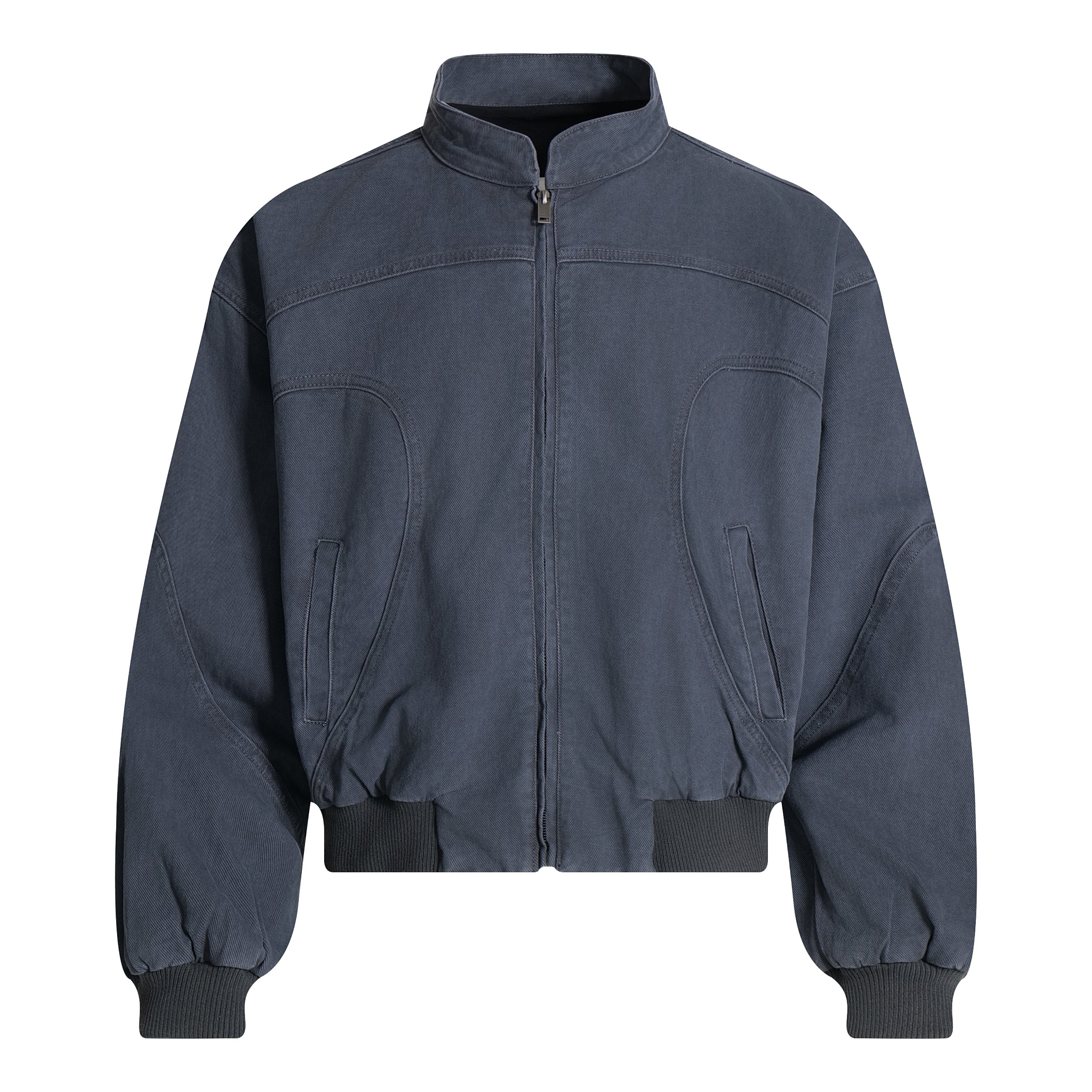 3-6-5.shop Washed Curved-Panel Bomber Jacket