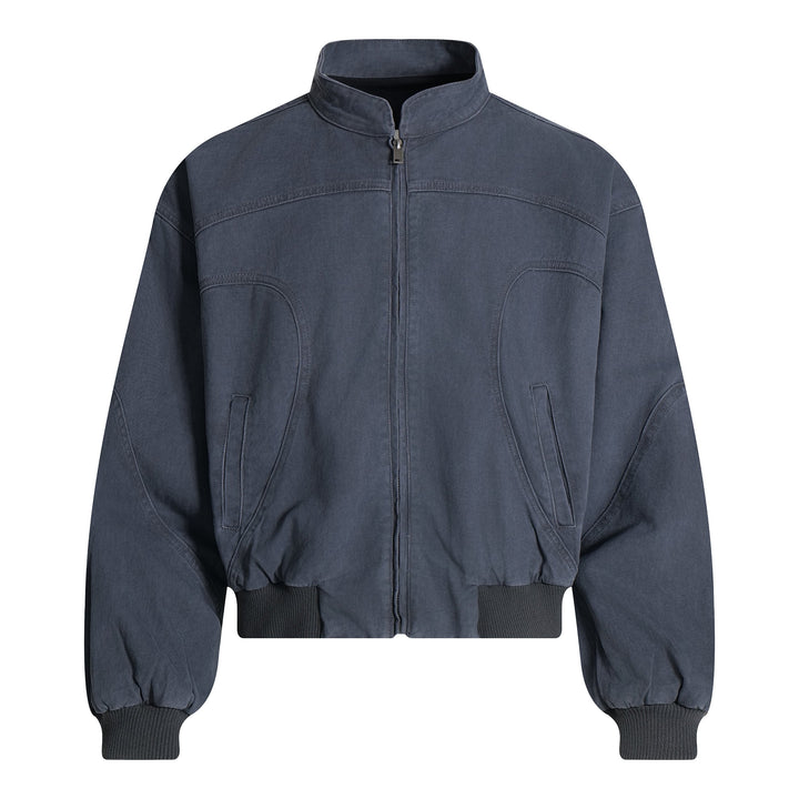 3-6-5.shop Washed Curved-Panel Bomber Jacket