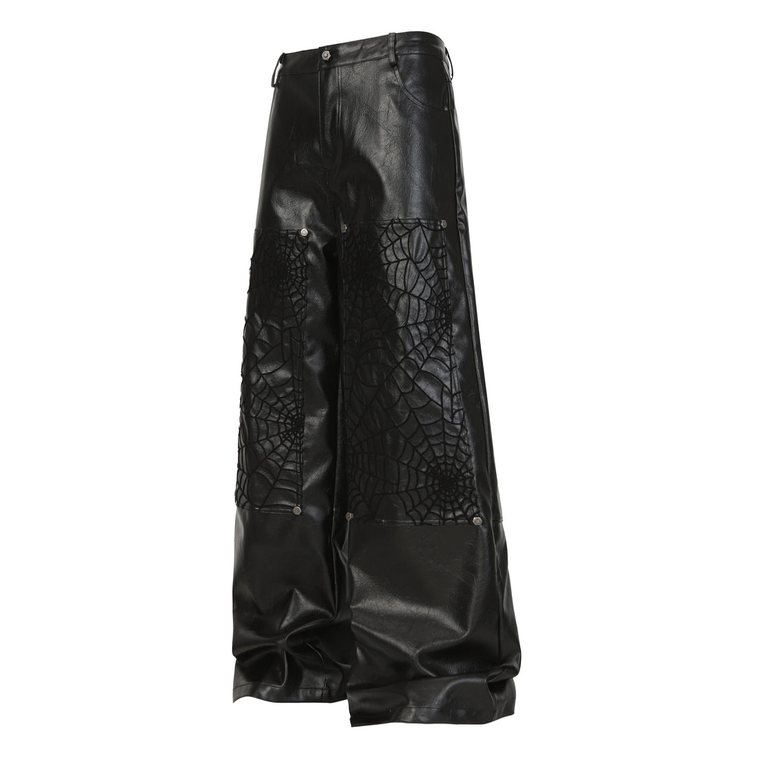 3-6-5.shop Web Embossed PU Wide-Leg Pants