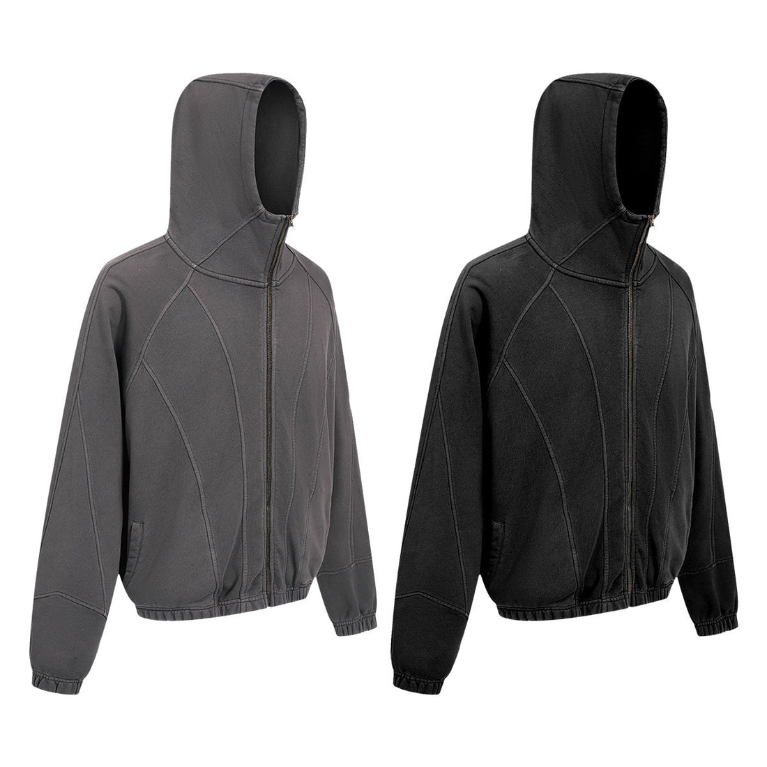 3-6-5.shop Curved-Seam Full-Zip Hoodie