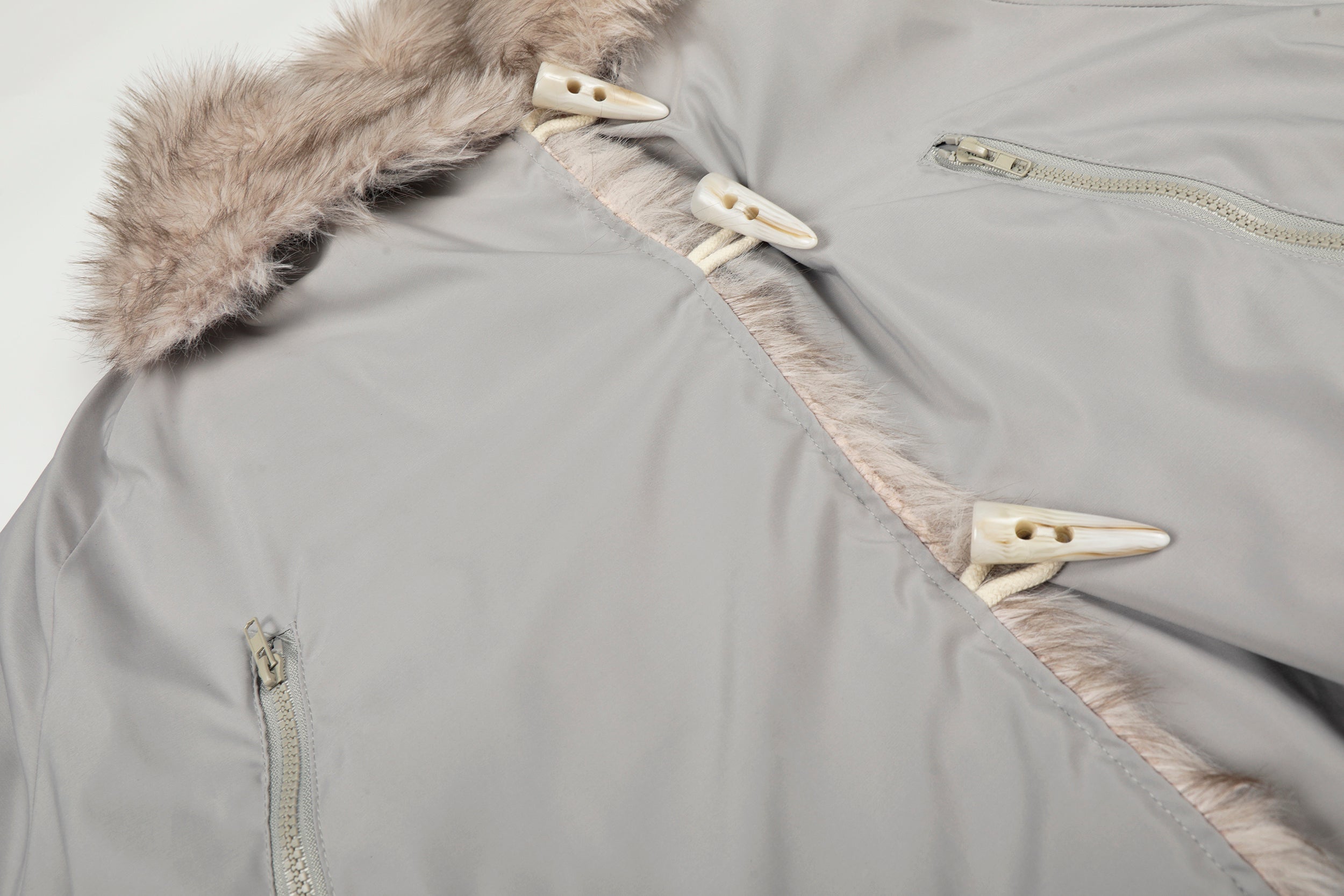 3-6-5.shop Faux Fur Lapel Drawstring Cropped Jacket