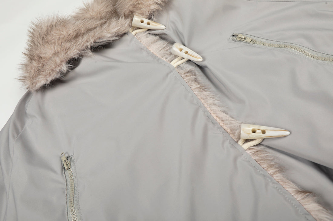 3-6-5.shop Faux Fur Lapel Drawstring Cropped Jacket