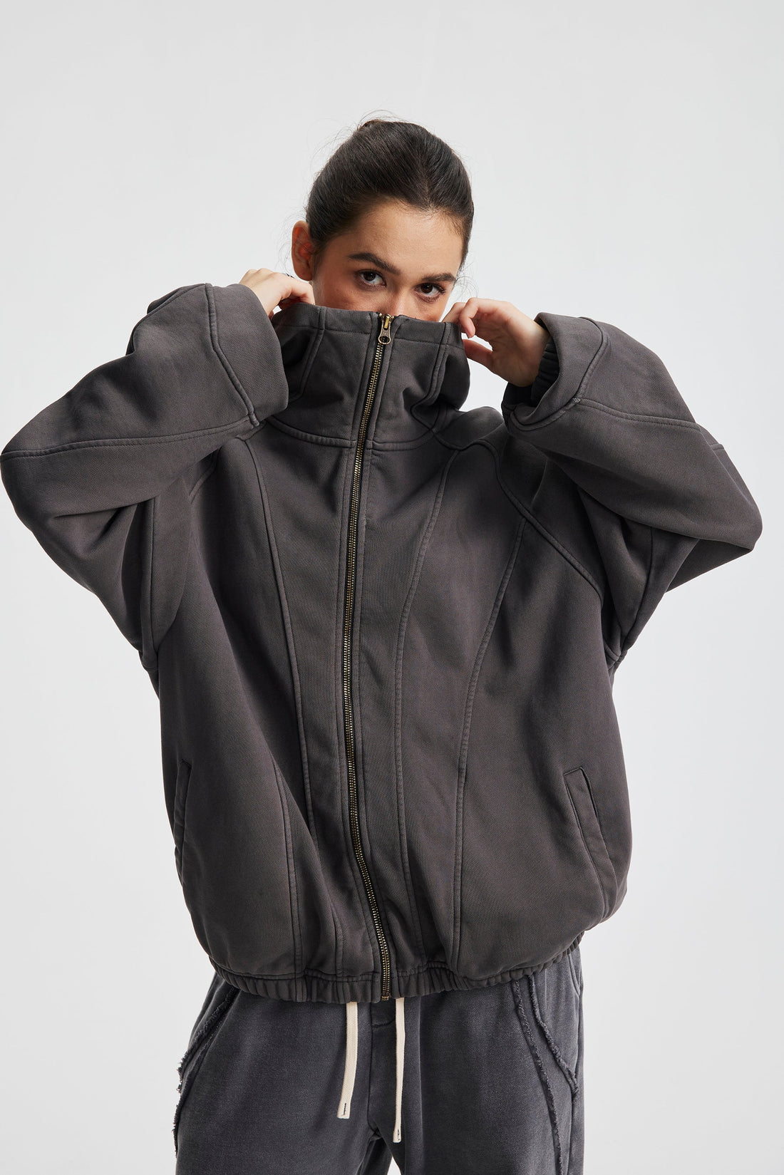 3-6-5.shop Curved-Seam Full-Zip Hoodie
