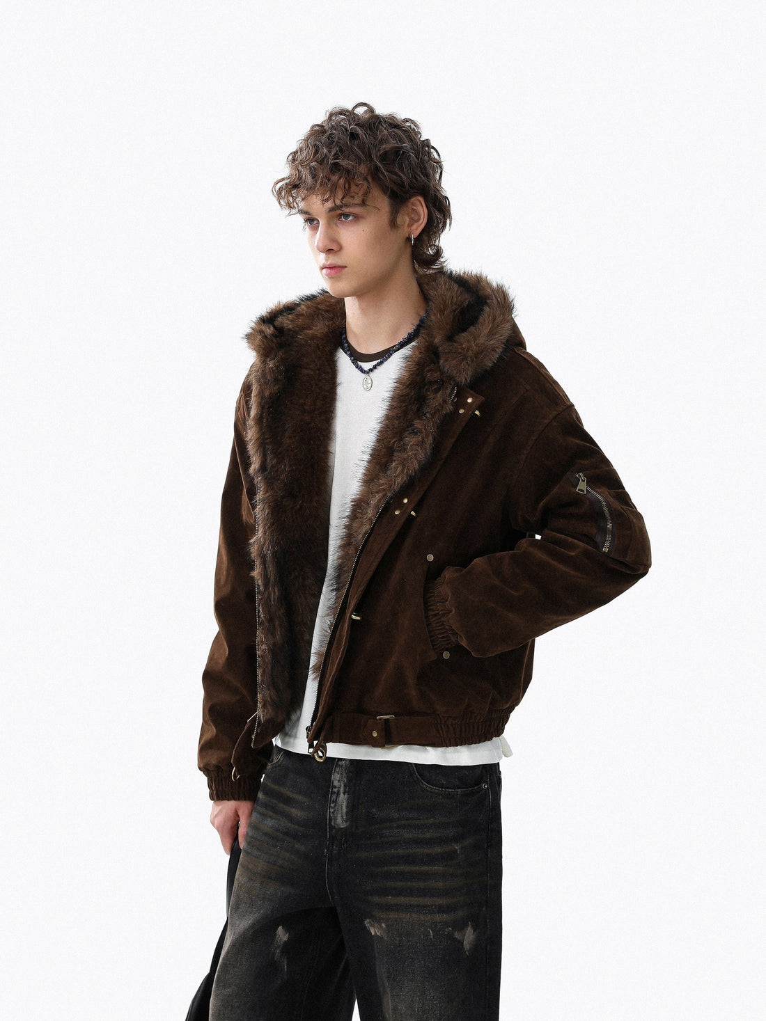 3-6-5.shop Faux Suede Fur-Lined Jacket