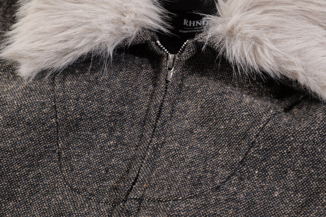 3-6-5.shop Faux-Fur Collar Wool-Blend Jacket