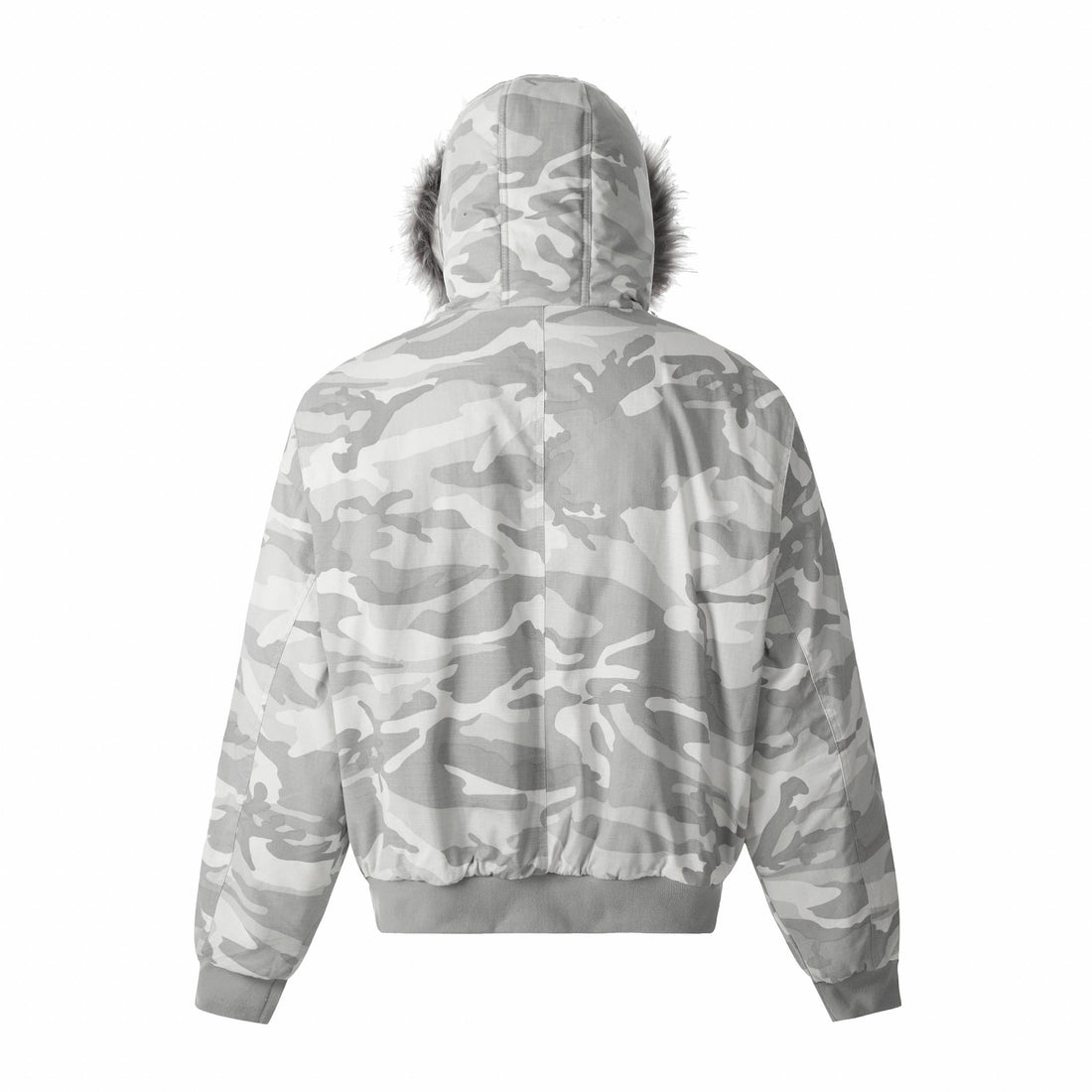 3-6-5.shop White Camo Faux Fur Hooded Padded Jacket