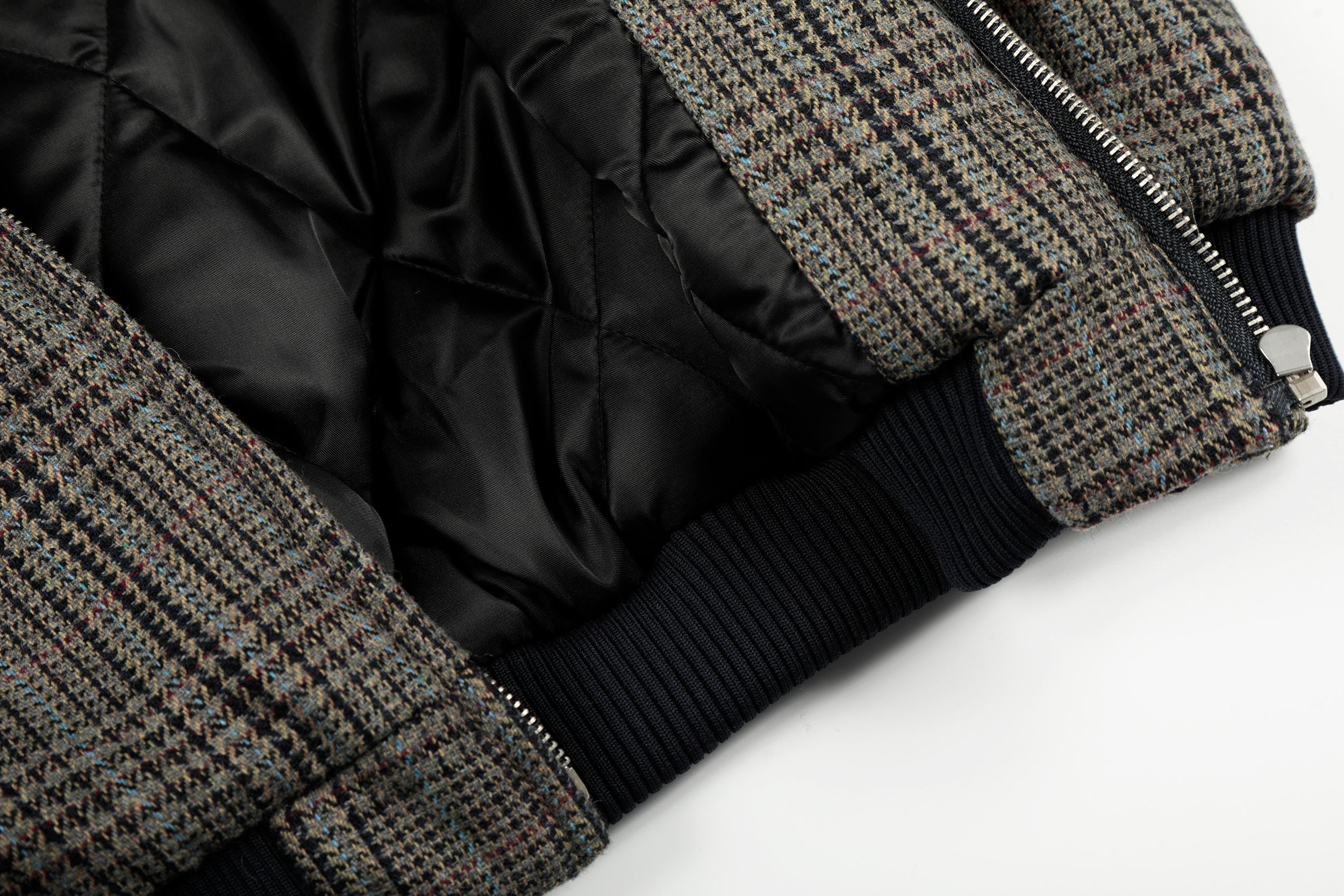 3-6-5.shop Vintage Check Wool Blend Bomber Jacket