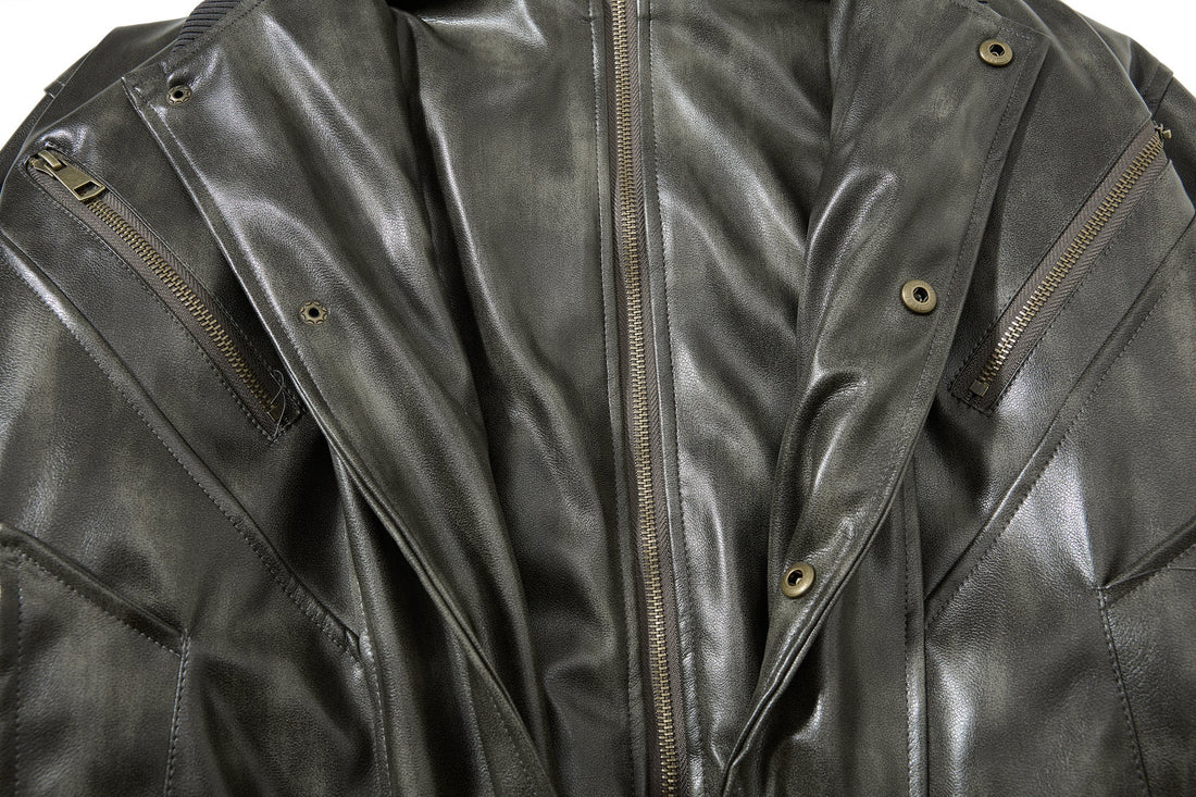 3-6-5.shop Faux Leather Bomber Jacket