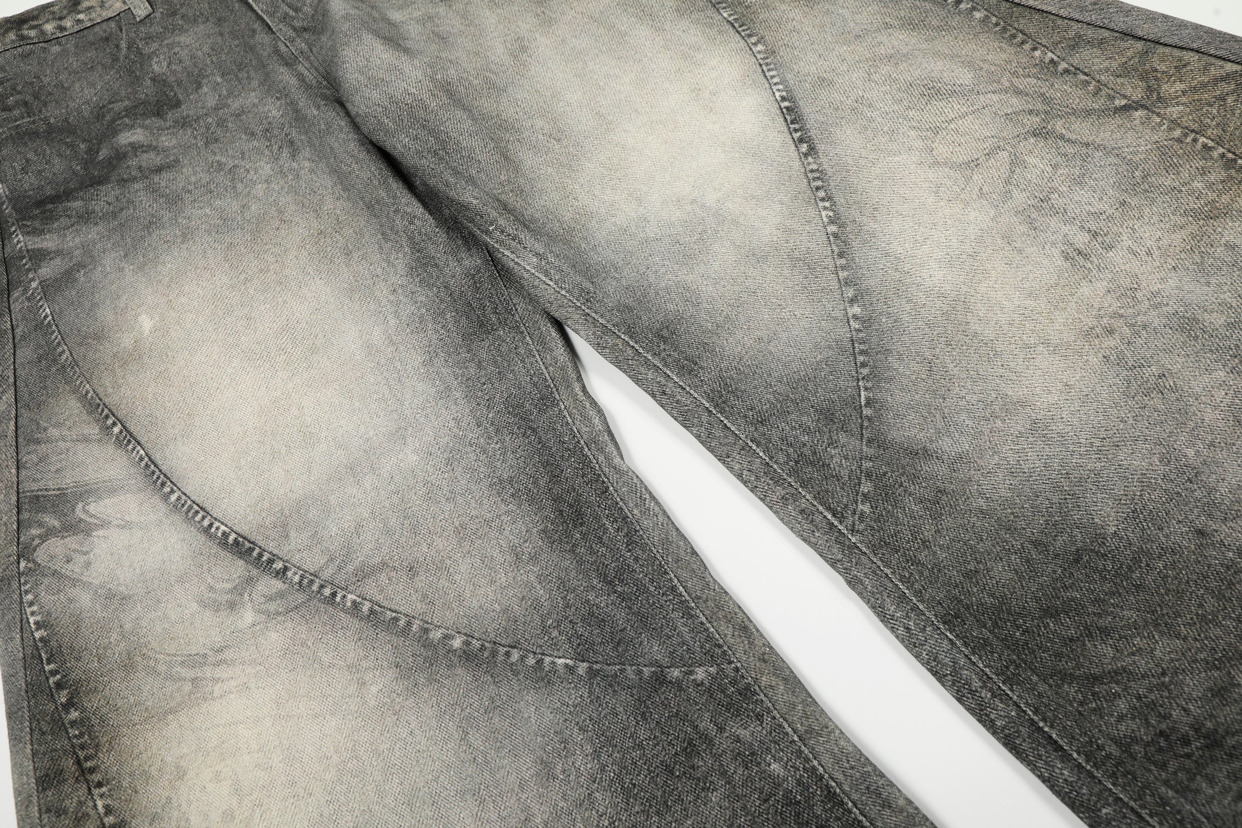 3-6-5.shop Washed Curved Denim Pants