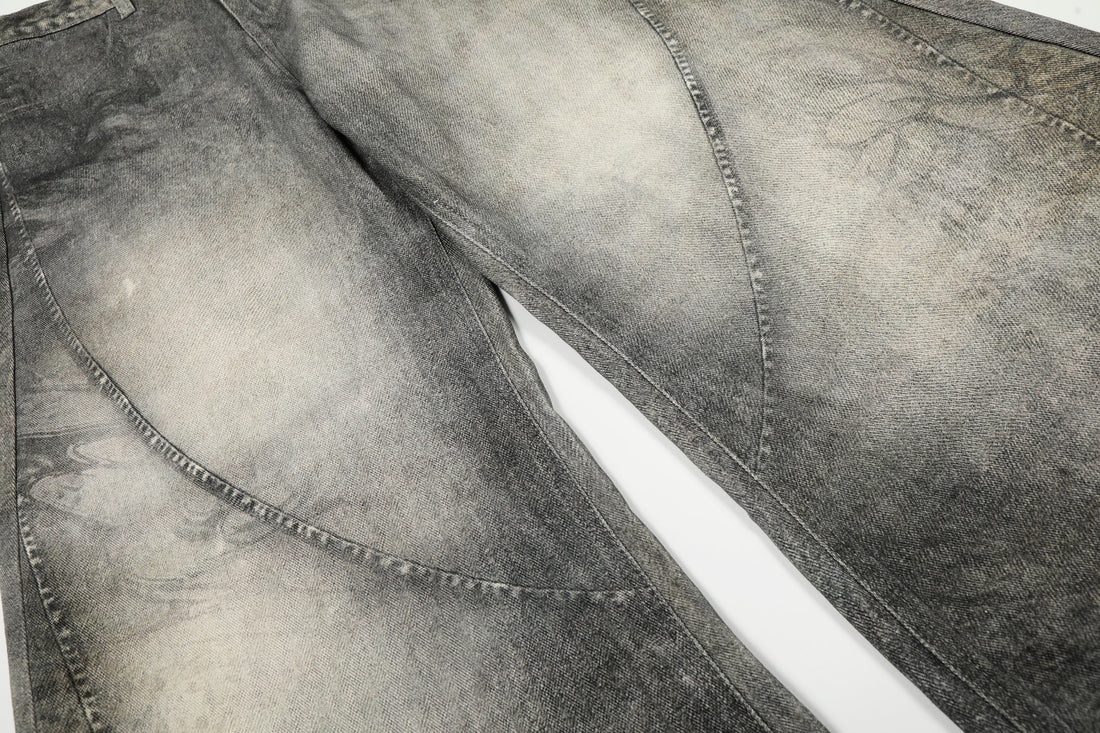 3-6-5.shop Washed Curved Denim Pants