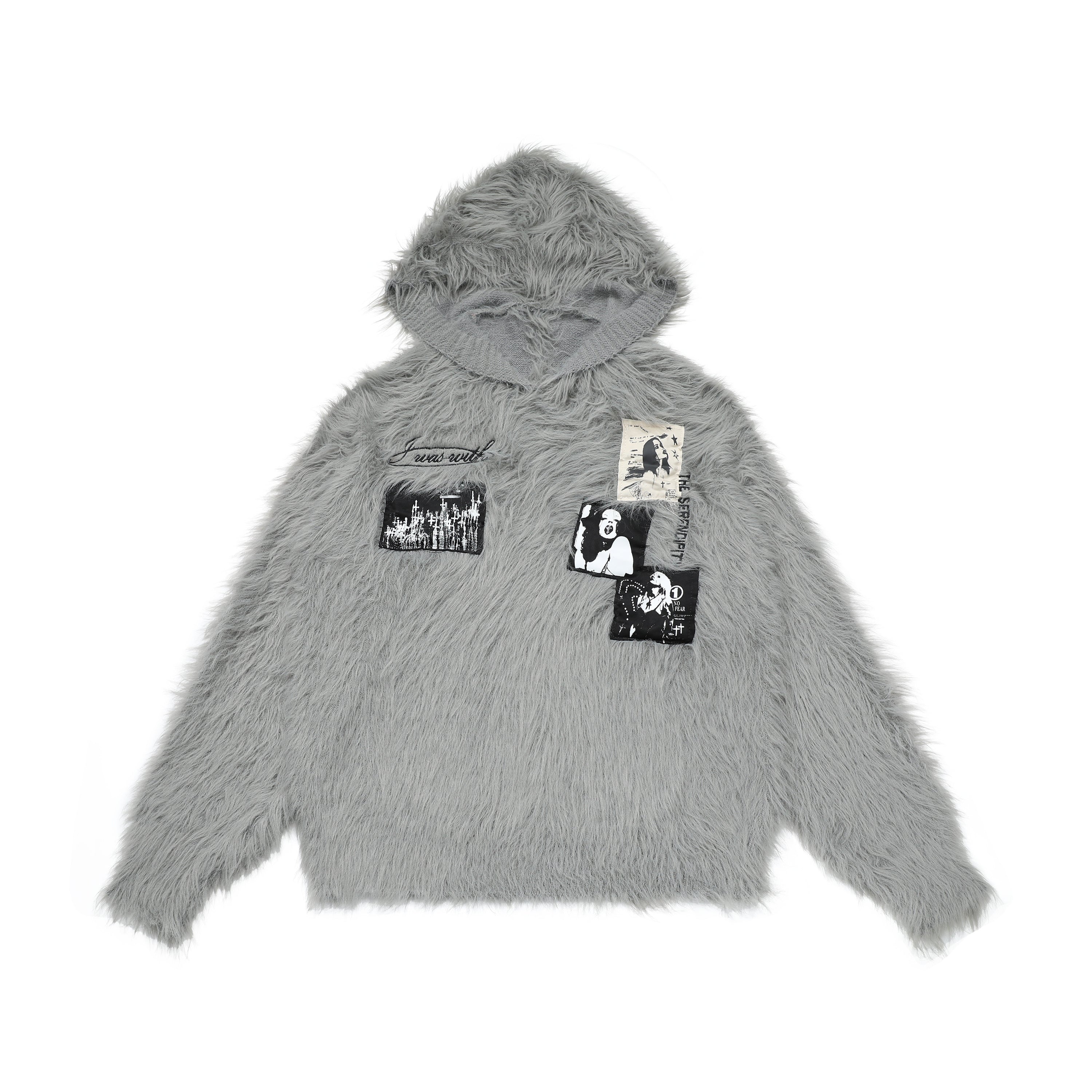 3-6-5.shop Fuzzy Patch Knit Sweater