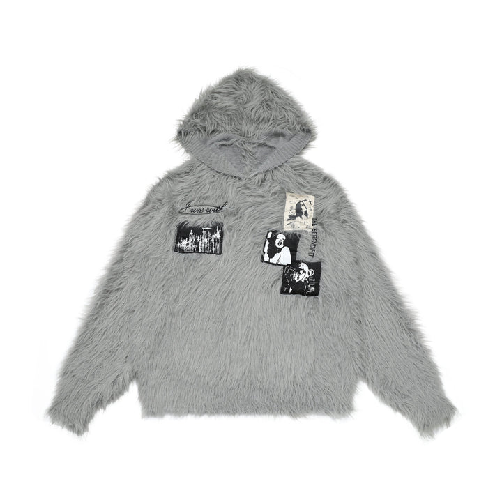 3-6-5.shop Fuzzy Patch Knit Sweater