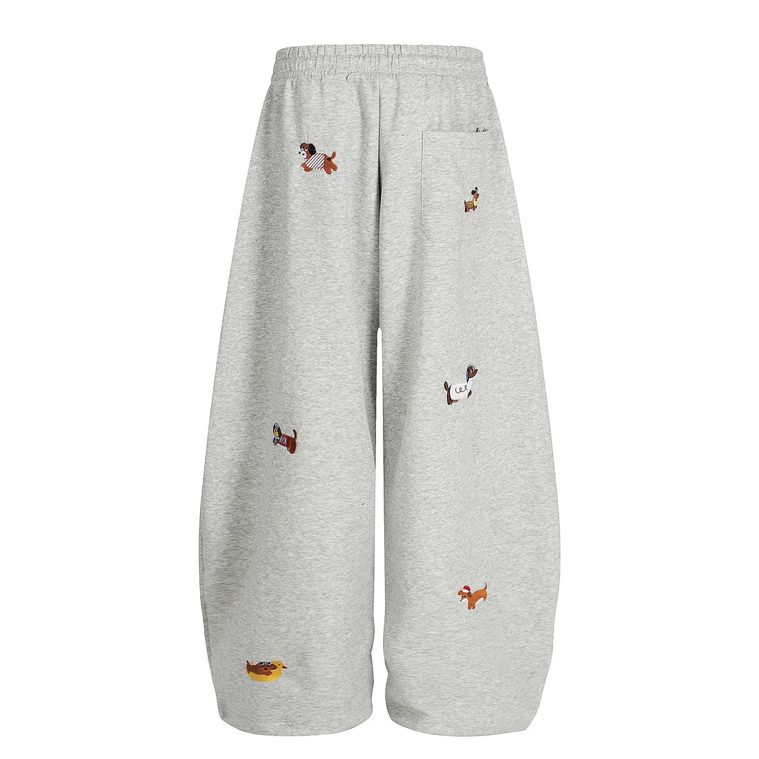3-6-5.shop Embroidered Dog Motif Sweatpants