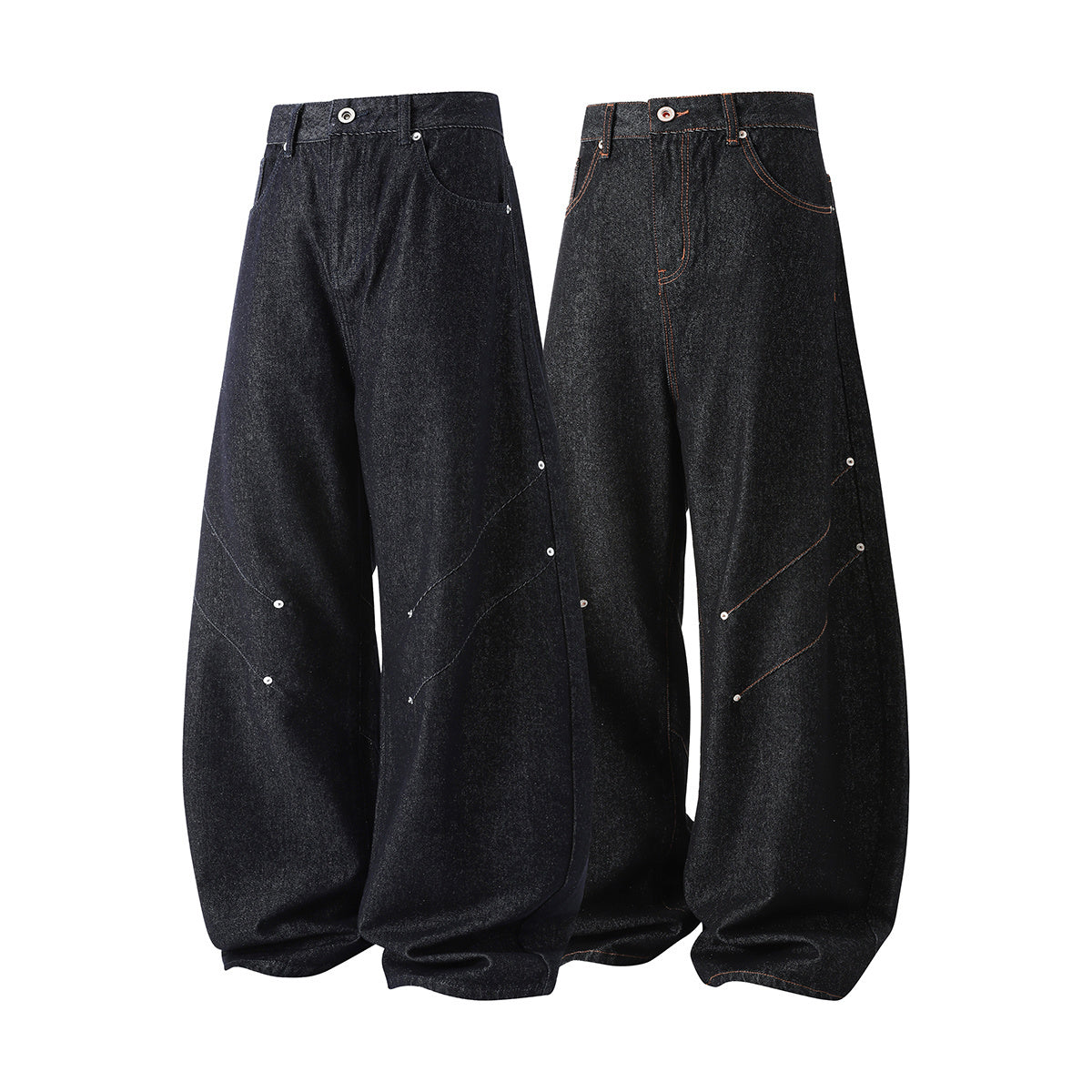 3-6-5.shop Curved Rivet Denim Pants
