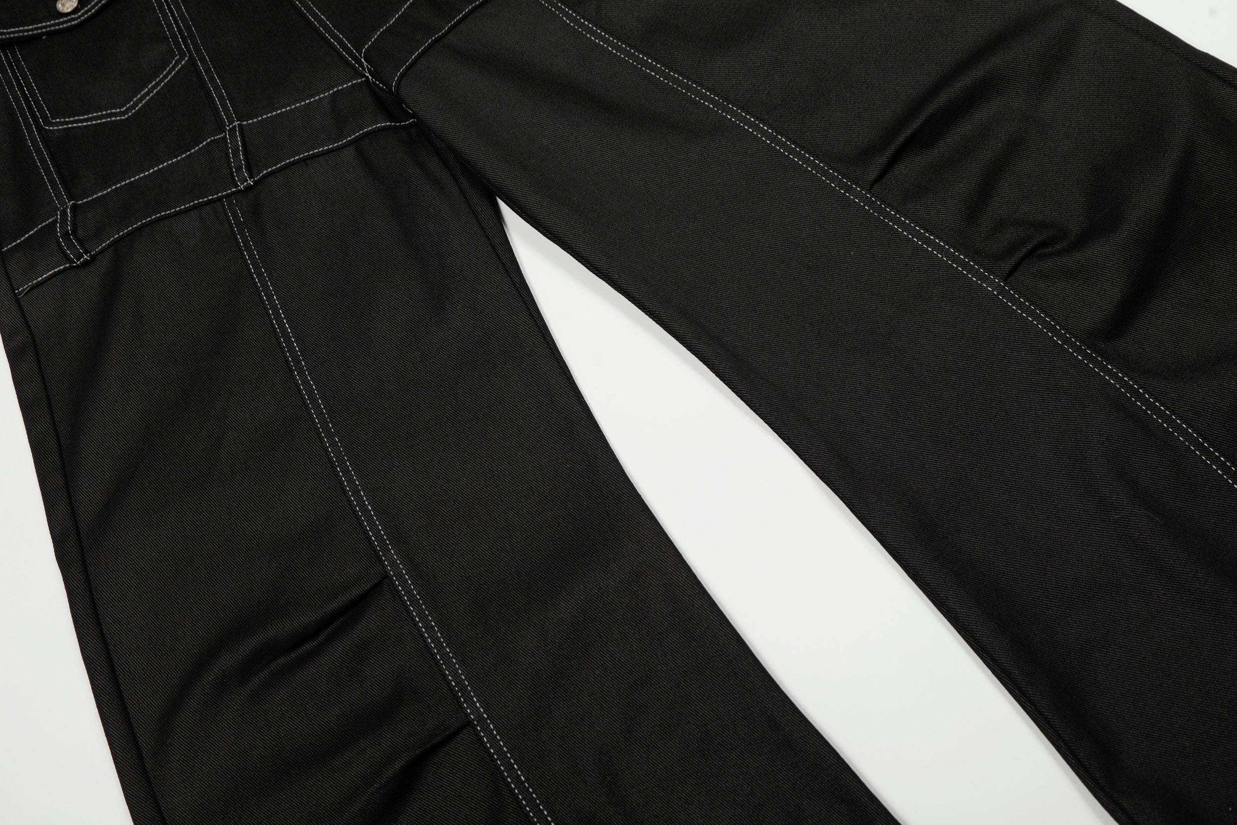 3-6-5.shop Contrast Stitch Wide Denim Pants