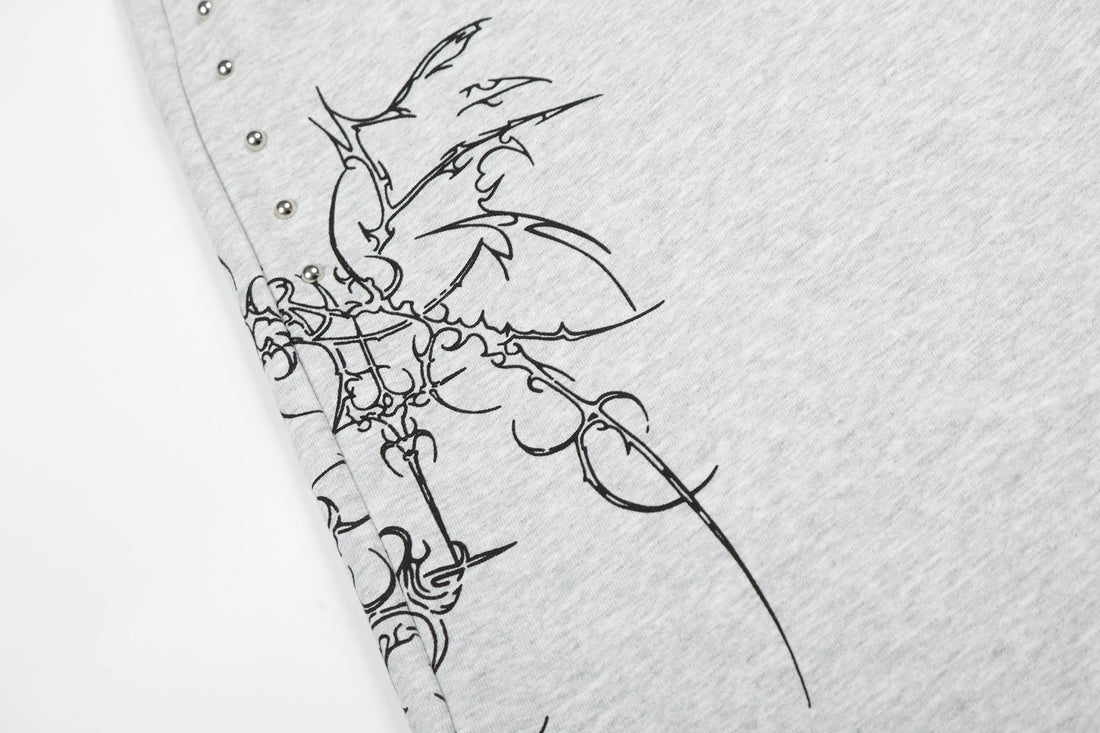 3-6-5.shop Gothic Line Graphic Wide-Leg Sweatpants