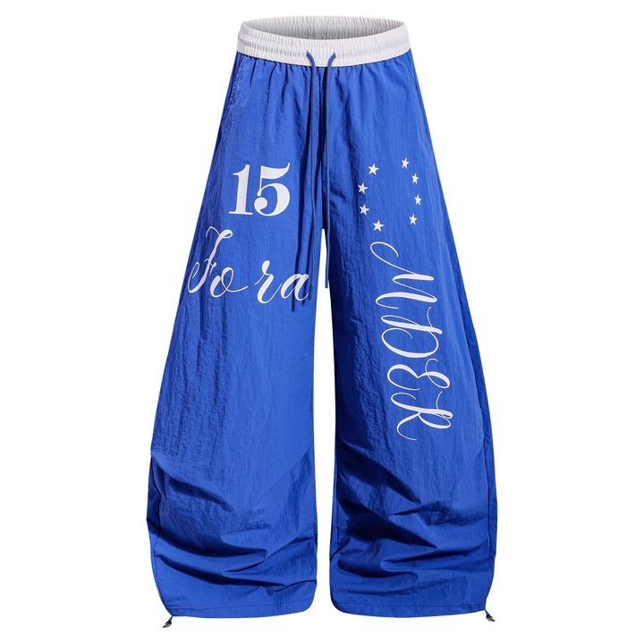 3-6-5.shop Retro Script Wide-Leg Track Pants