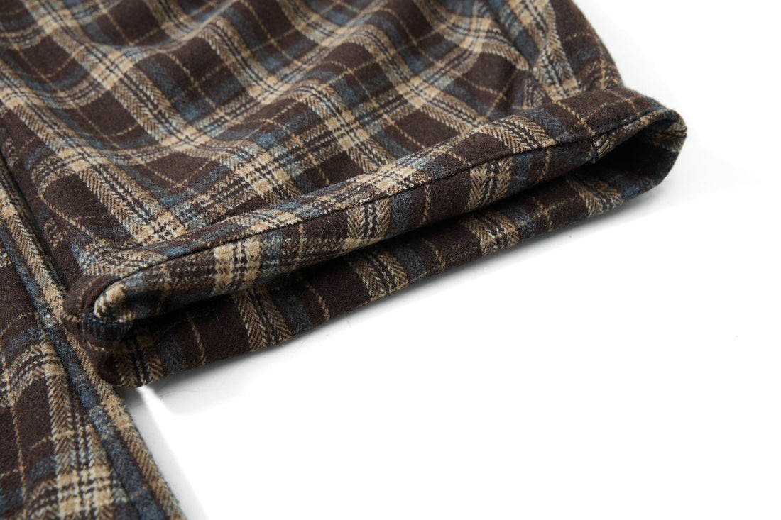 3-6-5.shop Vintage Check Wool-Blend Cargo Pants