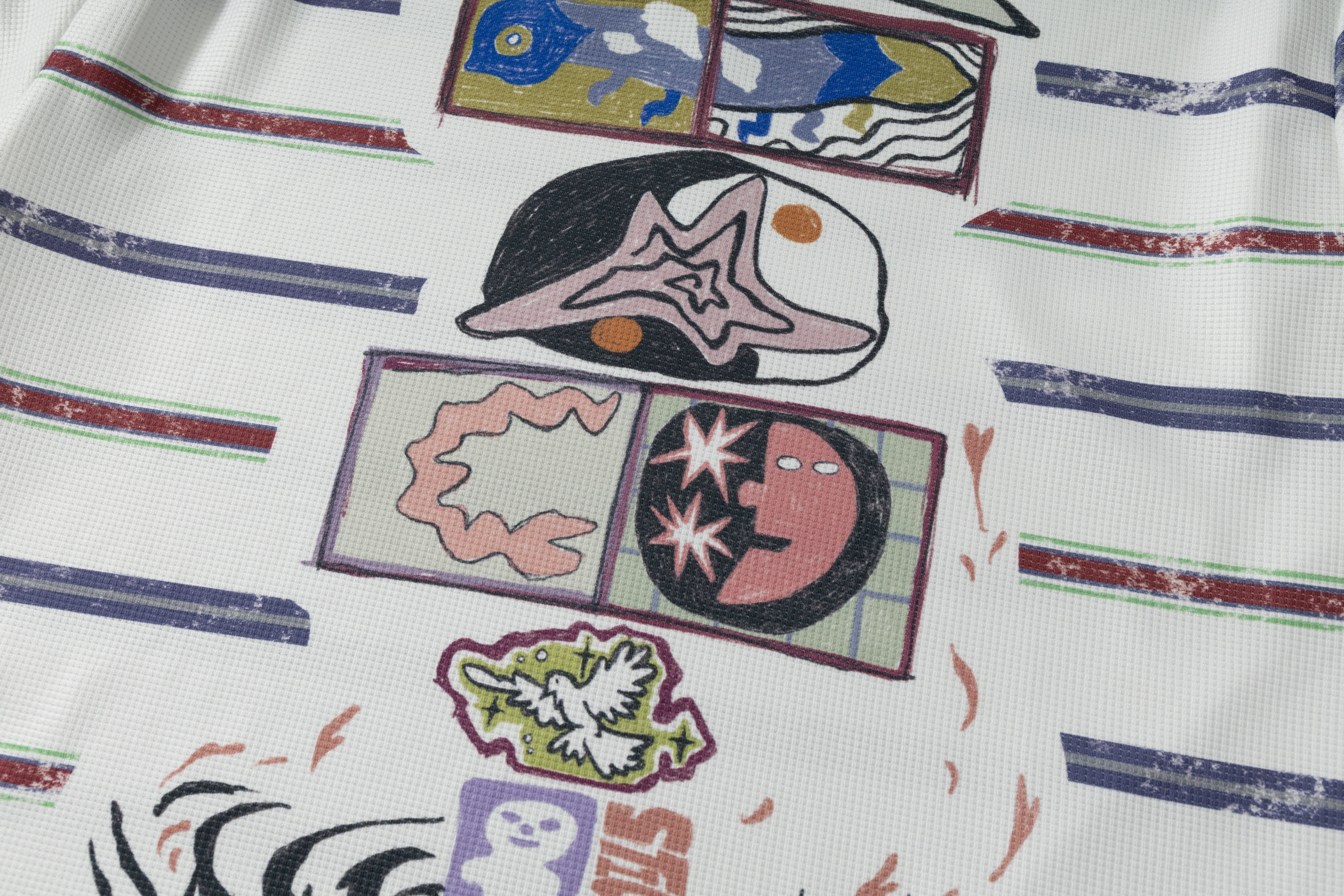 3-6-5.shop Abstract Stripe Long-Sleeve Polo Shirt