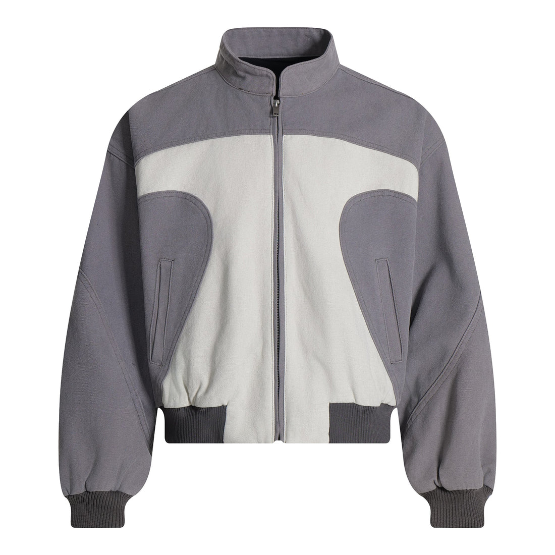 3-6-5.shop Two-Tone Curved Panel Bomber Jacket