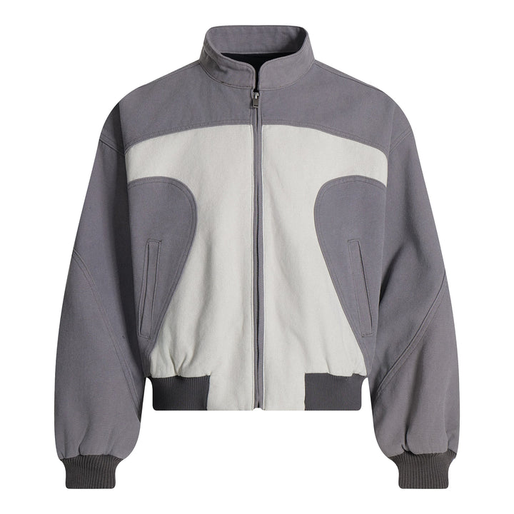 3-6-5.shop Two-Tone Curved Panel Bomber Jacket